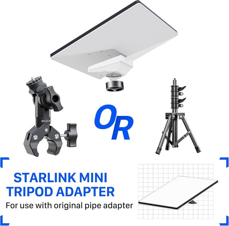 AUDEETO [2024 Old Version] Starlink Mini Tripod Adapter, Aluminum Alloy - with 1/4"~20 & 3/8"~16 Threads,Hollow Lightweight Design for Easy Carry and Faster Disassembly (SPX-04171000-515) - Image 3